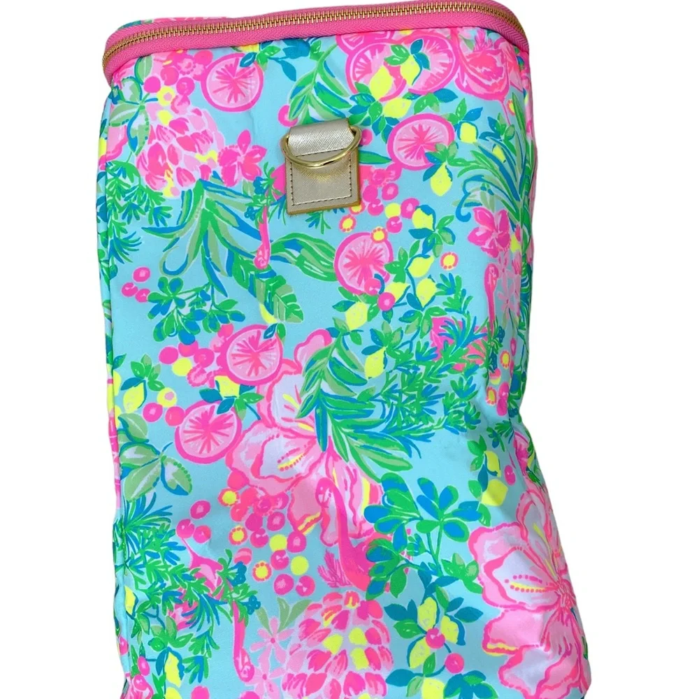 Lilly Pulitzer Insulated Wine Cooler Carrier Fruity Flamingo - Picture 5 of 8